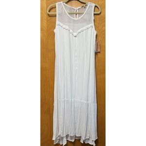 Democracy Womens Embroidered Lace Fully Lined Gauzy Maxi Dress ‎ White Sz L